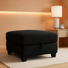 Premium Velvet Black Multifunctional Storage Ottoman-0
