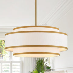 Gold Drum Chandelier 19.7 Inch Contemporary Lighting-0