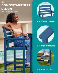 Adirondack Outdoor Bar Table And Chairs Set Blue-4