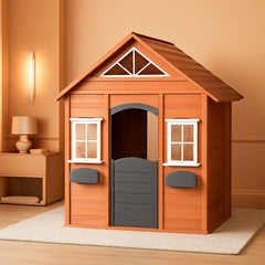 Wooden Playhouse With Open Design And Flower Pot Holders-0
