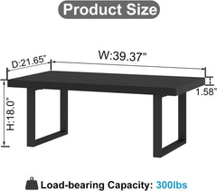 Matte Black Oak Industrial Rectangular Coffee Table-1