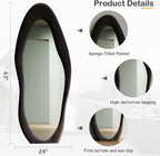 63 Inch Full Length Mirror Black Flannel Wrapped Frame-4