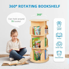 Kids Rotating Corner Bookshelf Three Tier Space Saver-4