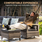 Outdoor Rattan Patio Furniture Set with Swivel Rockers-1