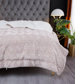 DaDalogy Lavender Grey Faux Fur Sherpa Throw Blanket-5