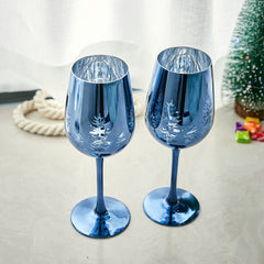 Crystal Christmas Tree Stemmed Wine & Water Glasses - Set of 2-2