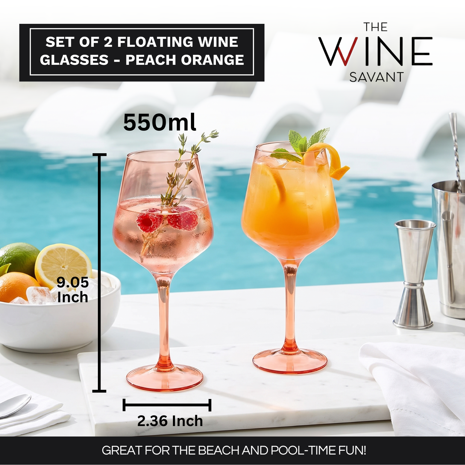 Floating Wine Glasses for Pool (18 Oz | Set of 2)