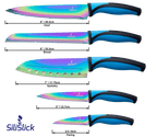 Kitchen Knife Set Kit | Blue Handle, Black Magnetic Rack & Sharpener
