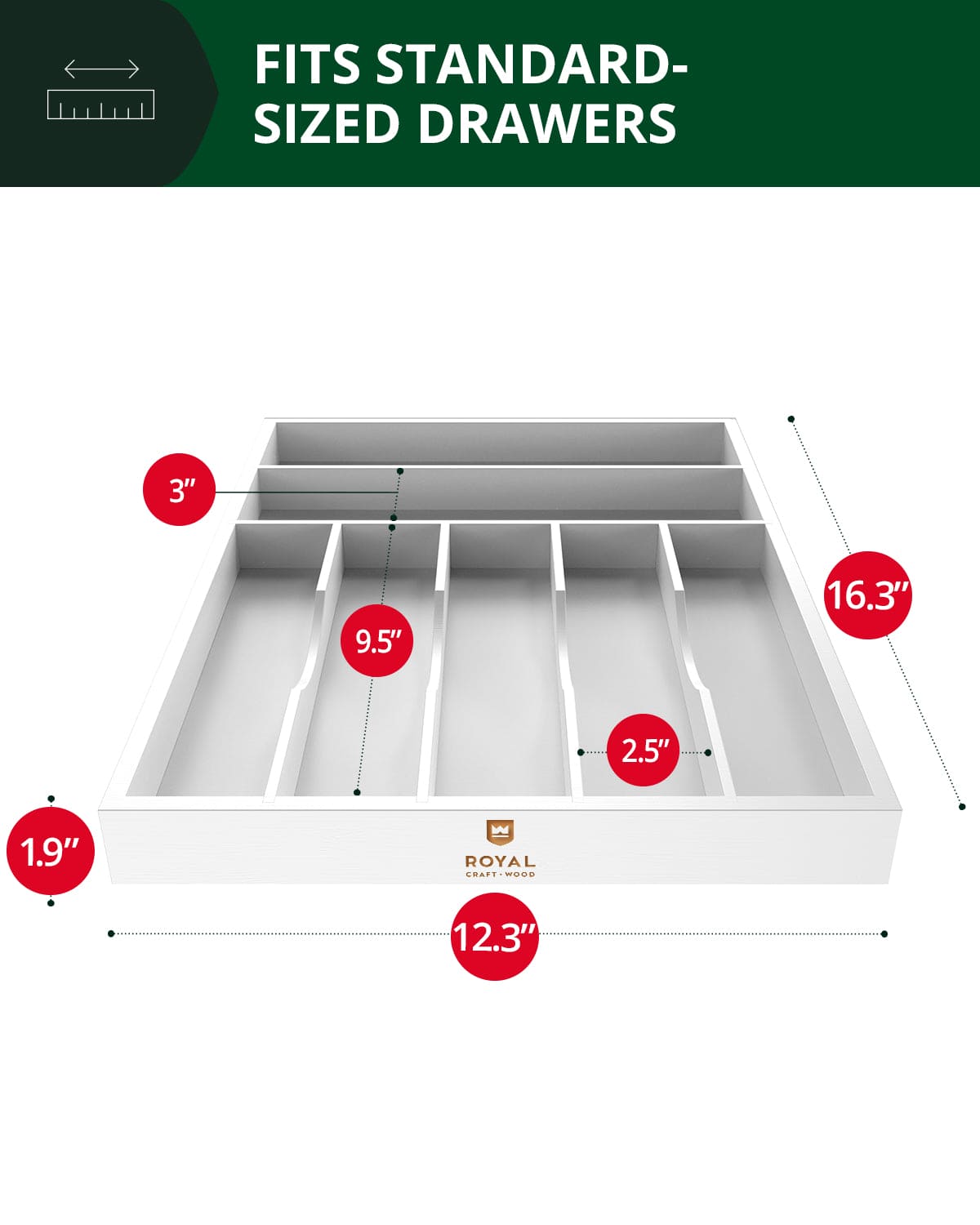 Basic Silverware Drawer Organizer, White-4