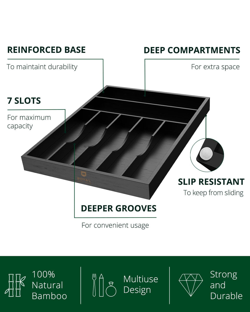 Basic Silverware Drawer Organizer, Black-3