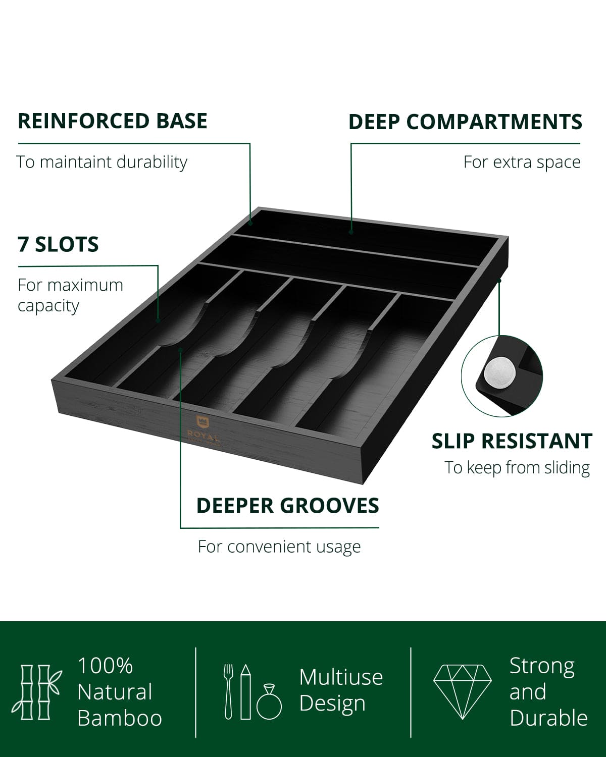 Basic Silverware Drawer Organizer, Black-3