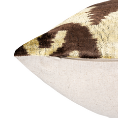 Handmade Velvet Pillow with insert – Olive & Brown Ikat Pattern, 16x24"