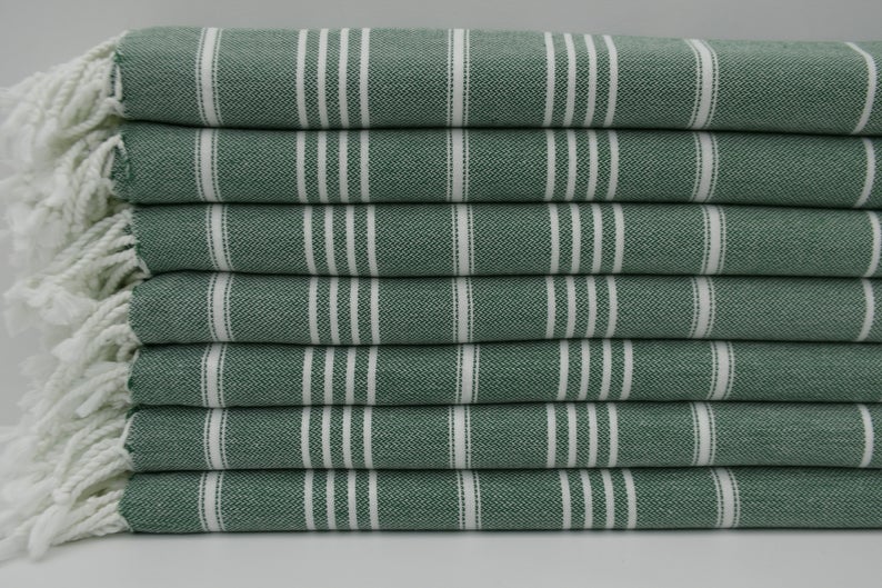 Dark Green Monaco Turkish Towel – Lightweight Quick Dry Beach & Bath Towel, Luxury Turkish Cotton Spa Towel, Travel & Pool Towel-3