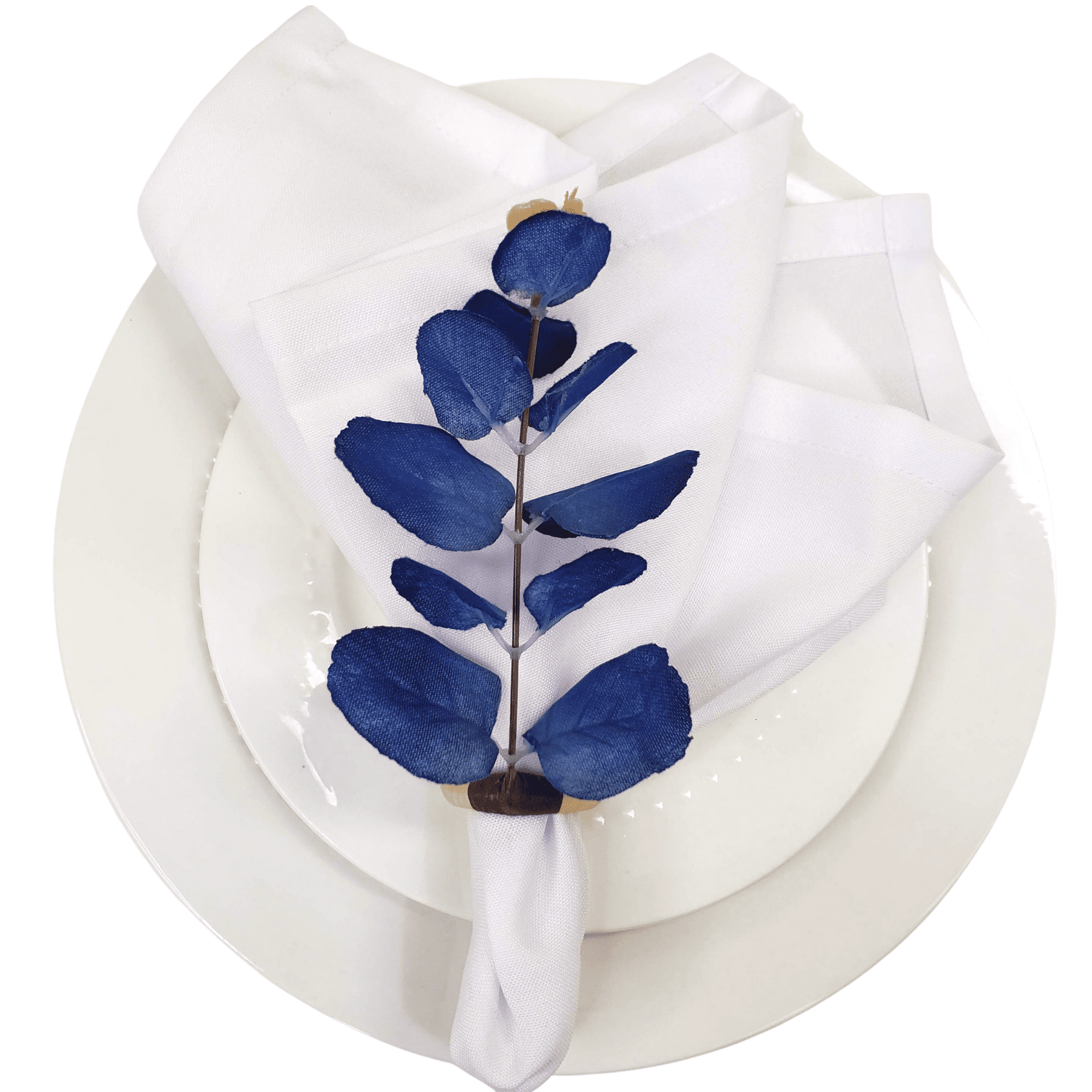 Set 4 Blue Eucalyptus Leaf Napkin Rings, Rustic Napkin Ring, Minimalist Tabledecor, Oriental Tabledeco-2