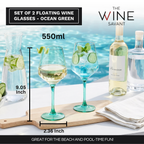 Floating Wine Glasses for Pool - Set of 2-15 OZ (Green)-1