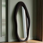 63 Inch Full Length Mirror Black Flannel Wrapped Frame-0