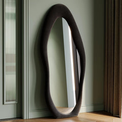 63 Inch Full Length Mirror Black Flannel Wrapped Frame-0