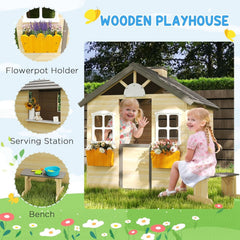Wooden Outdoor Play house With Working Door Windows-3