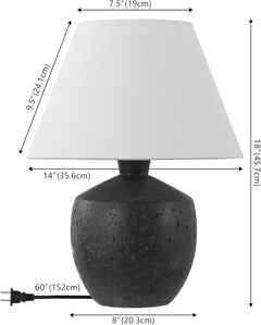 18 Inches Coal Black Matte Concrete Designer Table Lamps-3