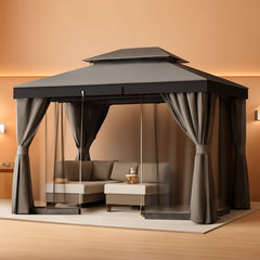 Outdoor Gazebo 10x13 With Mosquito Netting Weatherproof-0
