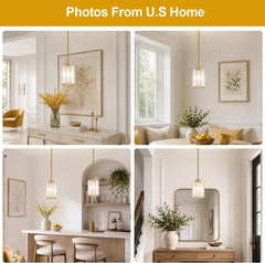 Brushed Gold Crystal Pendant Lights Kitchen Island-3