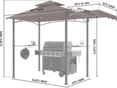 11x5 Grill Gazebo With Brown Weatherproof Lighting-0
