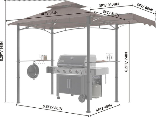 11x5 Grill Gazebo With Brown Weatherproof Lighting-0