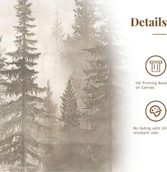 Neutral Gray Pine Tree Wall Art Framed Canvas Size 16x24 Inch-3