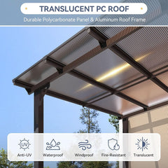 10x20 Ft Gazebo With Aluminum Frame Polycarbonate Roof-2