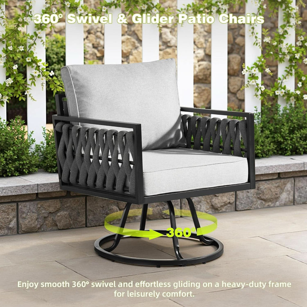 Outdoor Patio Furniture Set with Swivel Chair and Table-1
