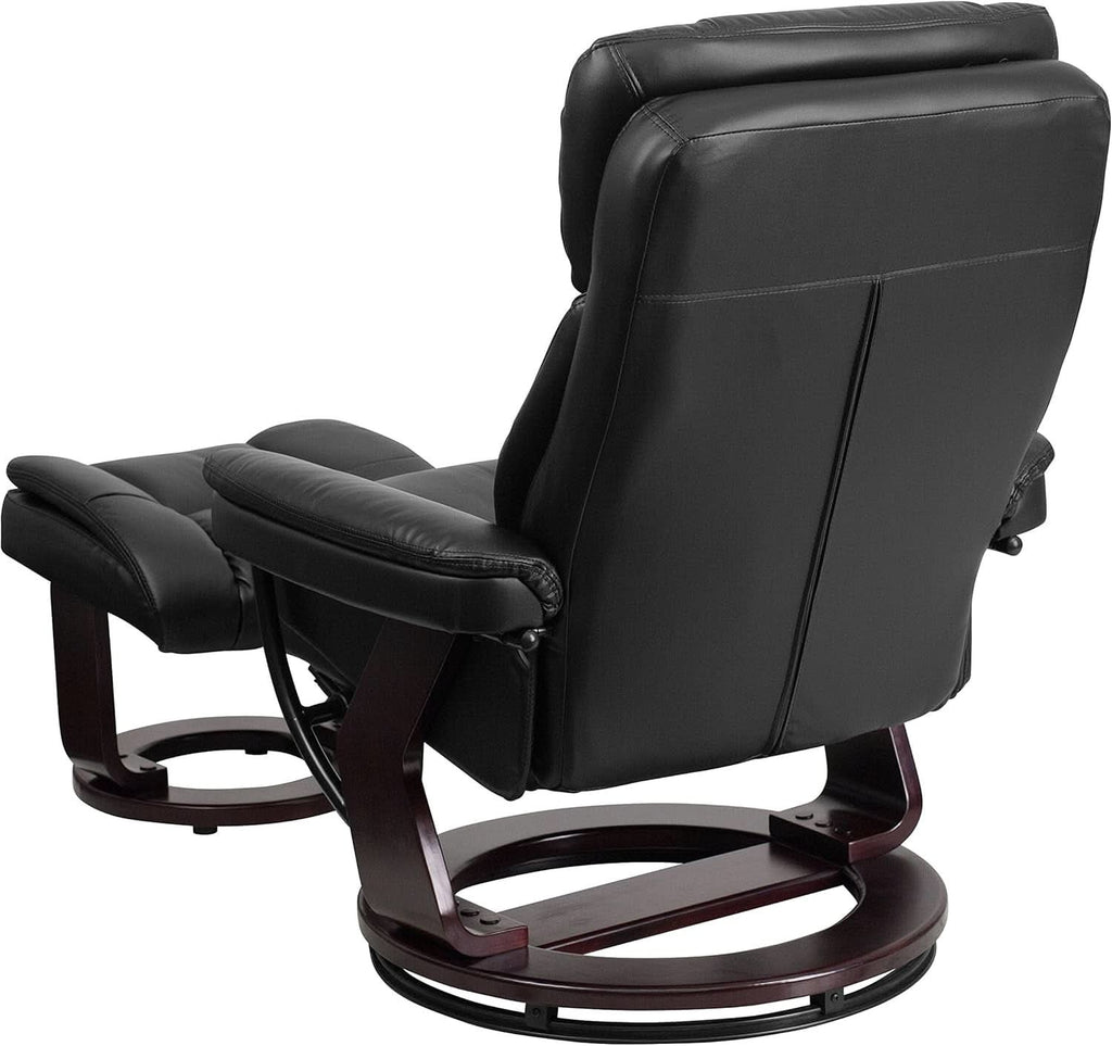 Leathersoft Upholstered Recliner With Ottoman Black-3