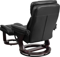 Leathersoft Upholstered Recliner With Ottoman Black-3