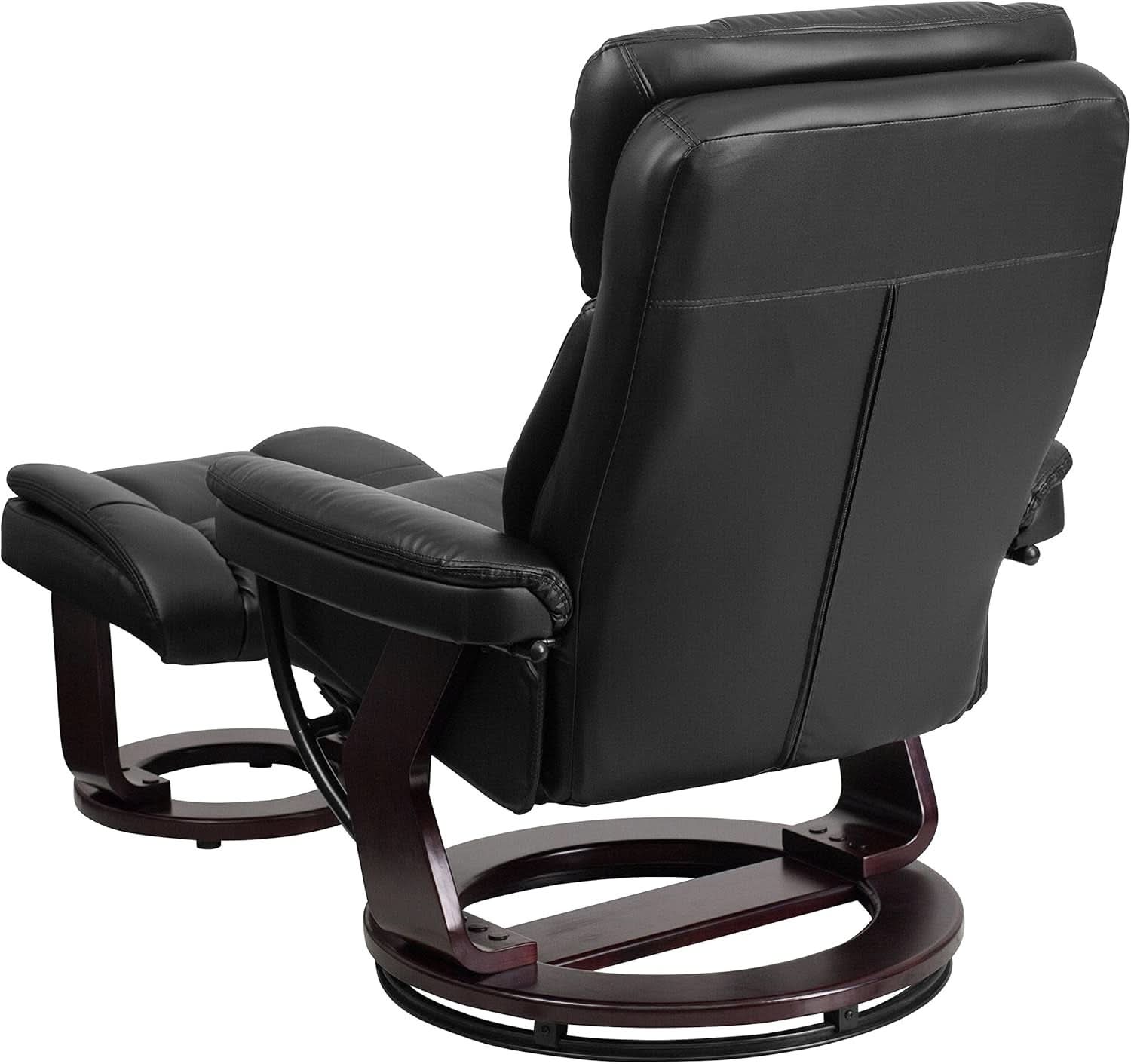Leathersoft Upholstered Recliner With Ottoman Black-3