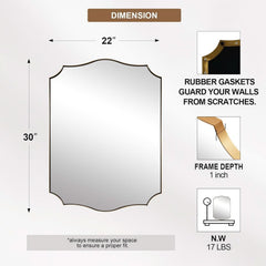 Stainless Steel Wall Mount Vanity Mirror 22x30 Asymmetrical Frame-4