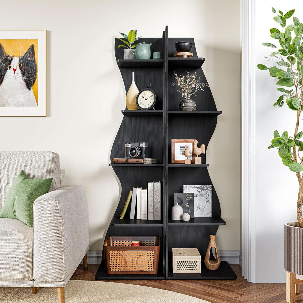 White 5 Tier Corner Shelf Wall Bookcase For Small Spaces-1