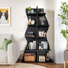 White 5 Tier Corner Shelf Wall Bookcase For Small Spaces-1