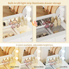 White Makeup Vanity With Illuminated Mirror Drawers-1