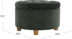 Handcrafted Loden Green Velvet Storage Ottoman 28In-2