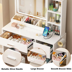 Vanity Desk With Ultra Bright Illuminated Mirror Storage-1