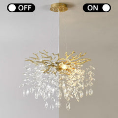 Gold Crystal Tree Branch Chandelier 18 Inch K9 Crystals-1