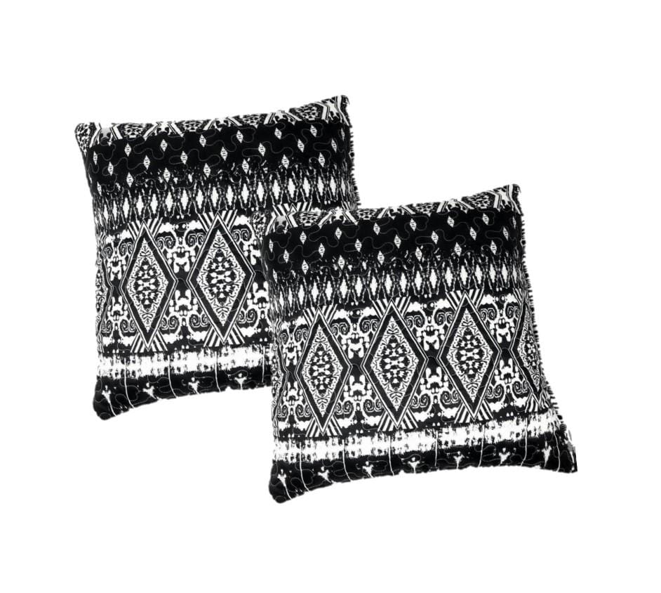 DaDa Bedding Aztec Black & White Diamonds Throw Pillow Covers - 18" x 18" 2-Pack (C14800-1-CC)-0