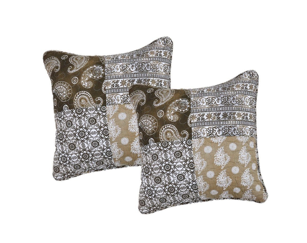 DaDa Bedding Set of 2 Bohemian Patchwork Moroccan Paisley Dreams Throw Pillow Covers, 18" (JHW885)-0