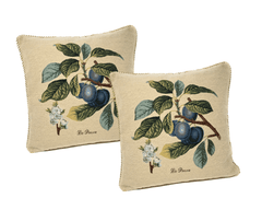 DaDa Bedding Set of 2-Pieces Sugar Plum Fruits Garden Tapestry Throw Pillow Covers w/ Inserts, 18" x 18"-0
