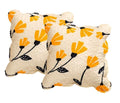 DaDa Bedding Set of 2-Pieces Yellow Fleur Floral Golden Orange Ivory Cream Scalloped Throw Pillow Covers, 18" x 18" (18112)-0
