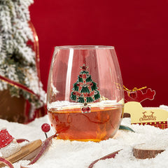 Stemless Christmas Tree Wine Glasses - Set of 2-3
