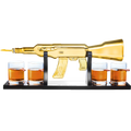 AK Gold Whiskey Decanter Set With 4 Bullet Whiskey Glasses