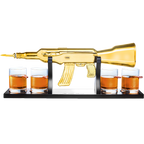 AK Gold Whiskey Decanter Set With 4 Bullet Whiskey Glasses