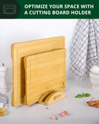Cutting Board Stand with 3 Slots, Natural-2