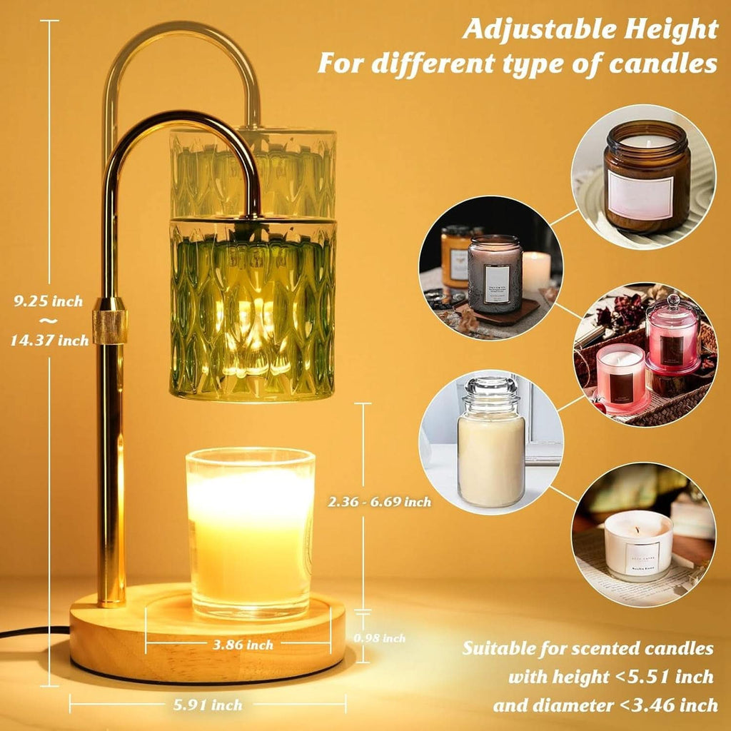 Green Candle Warmer Lamp Dual Bulbs Dimmable Feature