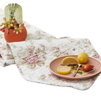 DaDa Bedding Hint of Mint Cottage Floral Roses Quilted Cotton Dining Table Runner (3036)-4